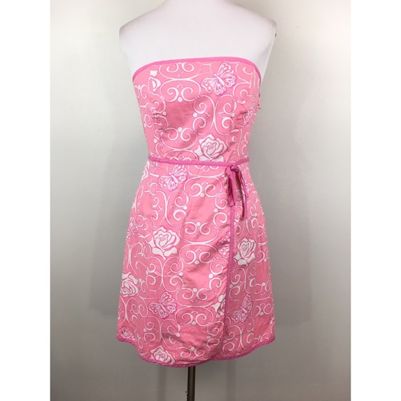 Lilly Pulitzer 6 Pink strapless butterfly dress - Picture 8 of 8